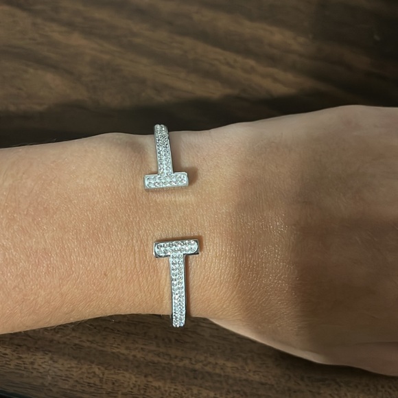 Stainless steel Rhinestone bangle cuff bracelet - Picture 2 of 4